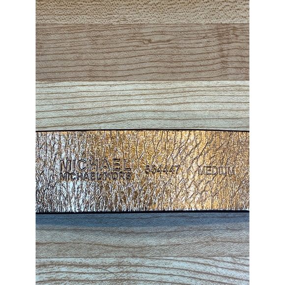 Michael Kors Brown Snake Print Leather Belt Gold Hardware Womens Medium - Picture 3 of 6